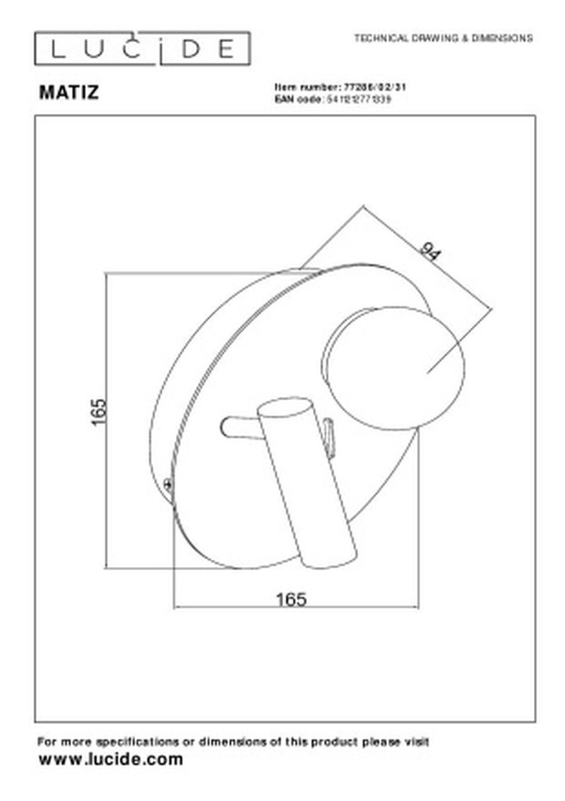 Lucide MATIZ - Nástenné bodové svietidlo - LED - 1x3,7W 3000K - S USB nabíjacím bodom - Biele